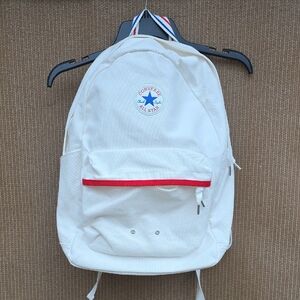 Converse All Star White Backpack with Red Trim